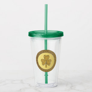 Lucky Irish Shamrock Gold Coin Acrylic Tumbler