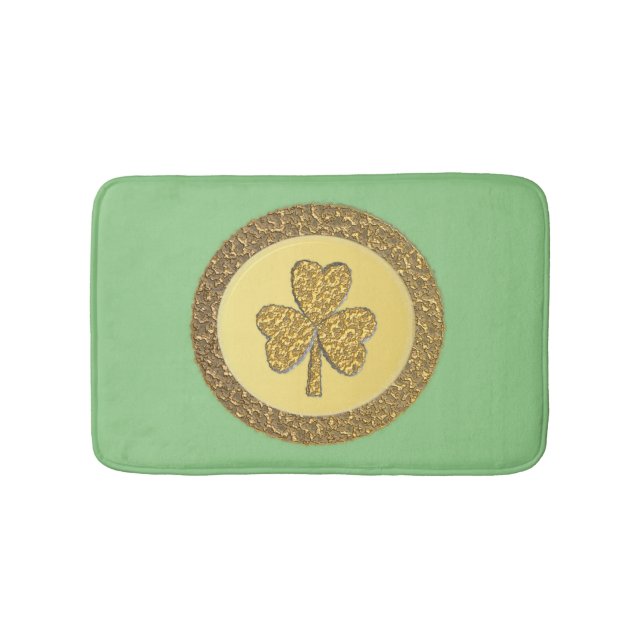 Lucky Irish Shamrock Gold Coin Bath Mat (Front)