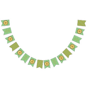 Lucky Irish Shamrock Gold Coin Bunting Flags