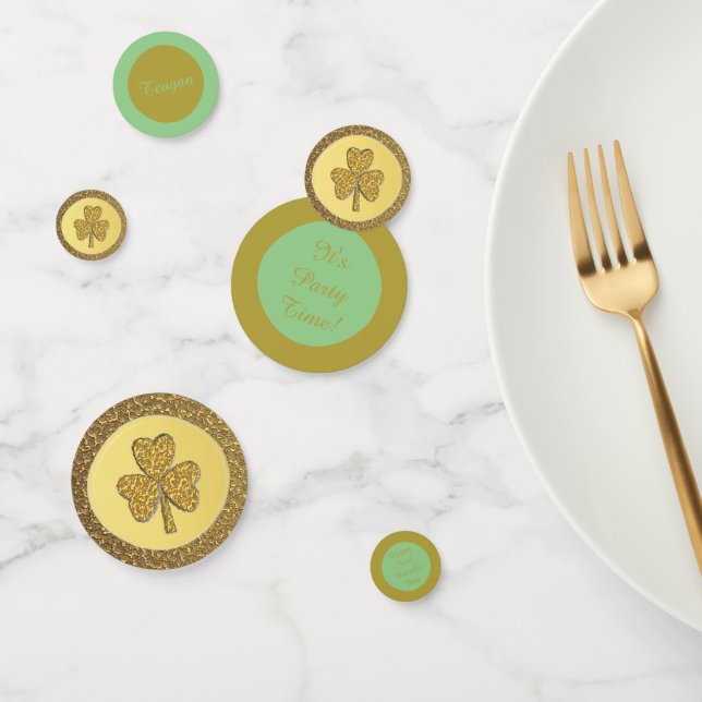 Lucky Irish Shamrock Gold Coin Custom Confetti (Group)