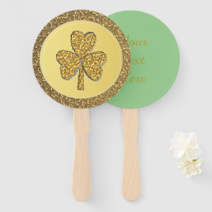 Lucky Irish Shamrock Gold Coin Custom Hand Fan