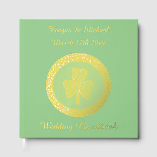 Lucky Irish Shamrock Gold Coin Custom Wedding Guest Book