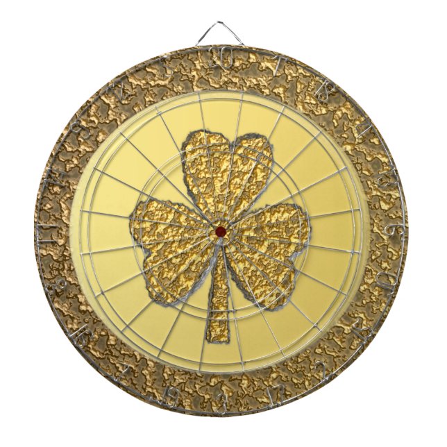 Lucky Irish Shamrock Gold Coin Dartboard (Front)