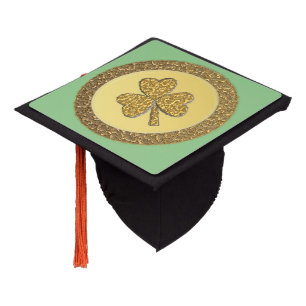 Lucky Irish Shamrock Gold Coin Graduation Cap Topper