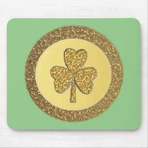 Lucky Irish Shamrock Gold Coin Mouse Pad