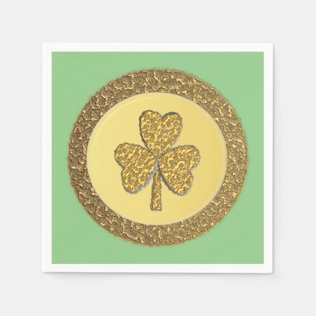 Lucky Irish Shamrock Gold Coin Napkin (Front)
