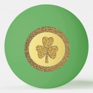 Lucky Irish Shamrock Gold Coin Ping Pong Ball