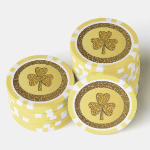 Lucky Irish Shamrock Gold Coin Poker Chips