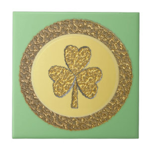 Lucky Irish Shamrock Gold Coin Tile