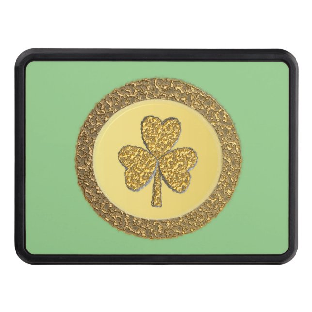 Lucky Irish Shamrock Gold Coin Trailer Hitch Cover (Front)