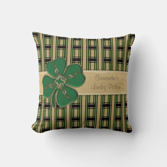 Lucky Irish Shamrock Personalized Pillow (Front)