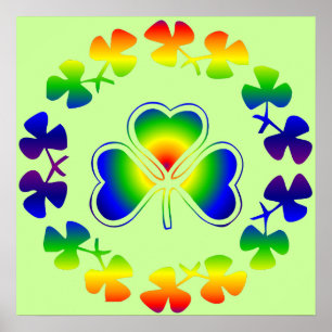 Lucky Irish   Shamrock Rainbow Poster