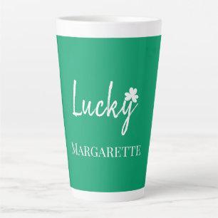 Lucky Irish Shamrock St Patricks Day Personalize Latte Mug