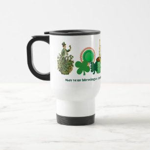 Lucky Irish Shamrocks Blessings Saint Patricks Day Travel Mug