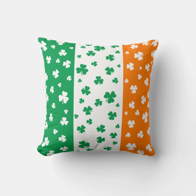 Lucky Irish Shamrocks Throw Pillow (Front)