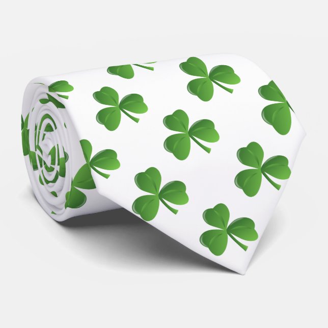 Lucky Irish Three Leaf Shamrock Clover Tie (Rolled)