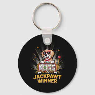 Lucky Jackpawt Winner Gambling Casino Dog Plays Sl Keychain