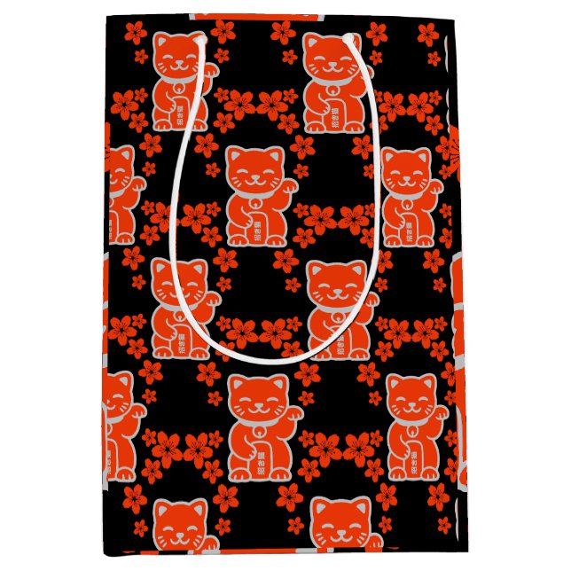 Lucky Japanese Maneki-neko Medium Gift Bag (Front)