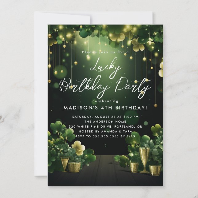 Lucky kids birthday party st Patrick invitation  (Front)