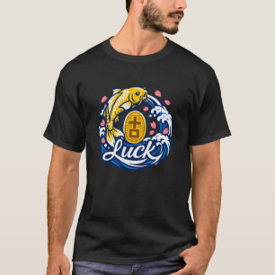 Lucky Koi Fish Japanese Wave Zen Art Long Sleeve T-Shirt