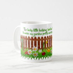 Lucky Ladybug in Flower Garden Poem Mug