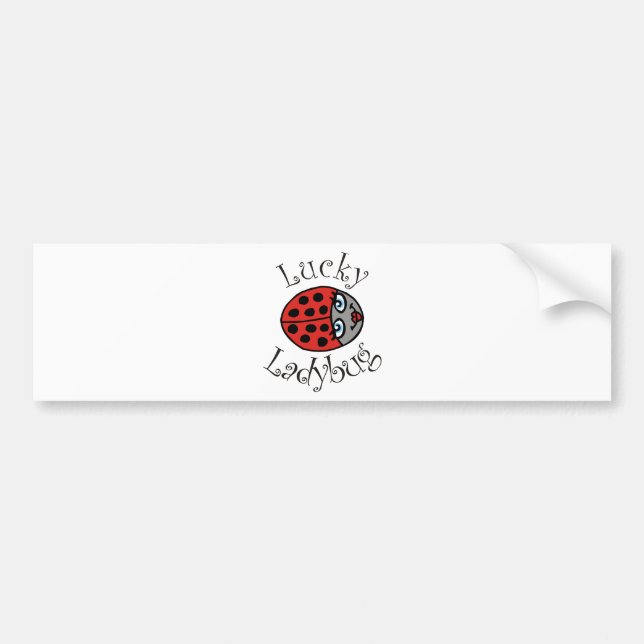 Lucky Ladybug in Red Bumper Sticker (Front)