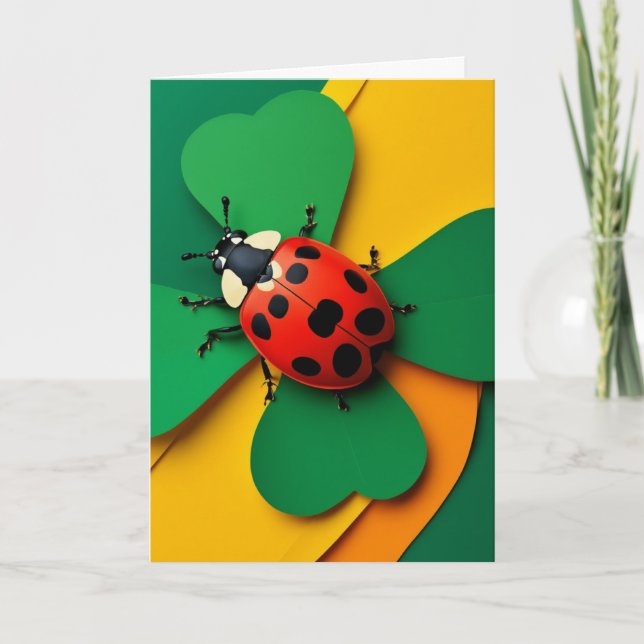 Lucky Ladybug on Clover Card (Front)