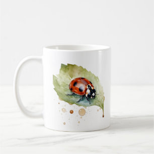 Lucky Ladybug on Leaf Coffee Mug