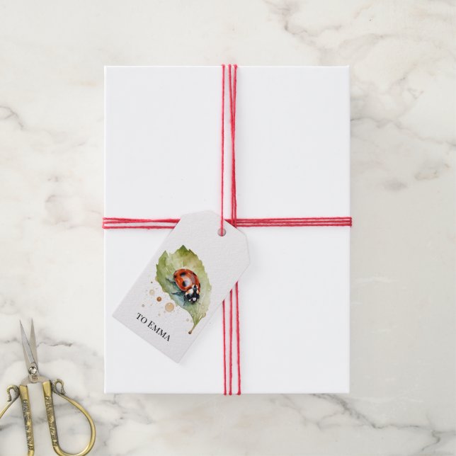 Lucky Ladybug on Leaf Gift Tags (With Twine)