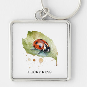 Lucky Ladybug on Leaf Keychain