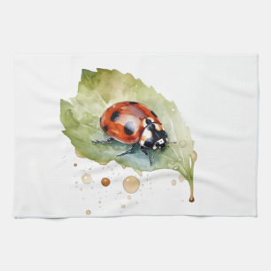 Lucky Ladybug on Leaf Kitchen Towel