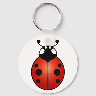 Lucky Ladybug Red Orange Black Ladybird Beetle Keychain