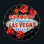 Lucky Las Vegas Dart Board<br><div class="desc">An excellent addition for any bar or tavern. This original art graphic by urbanphotos.net includes a photo of the famous Welcome to Fabulous Las Vegas sign and vector graphics of red dice.</div>