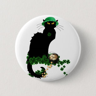 Lucky Le Chat Noir St. Patrick's Day 2 Inch Round Button