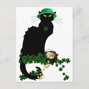 Lucky Le Chat Noir St. Patrick's Day Postcard