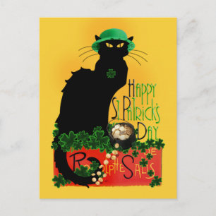 Lucky Le Chat Noir St. Patrick's Day Postcard