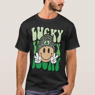 Lucky Leopard Smile Face Meme  St Patricks Day Wom T-Shirt