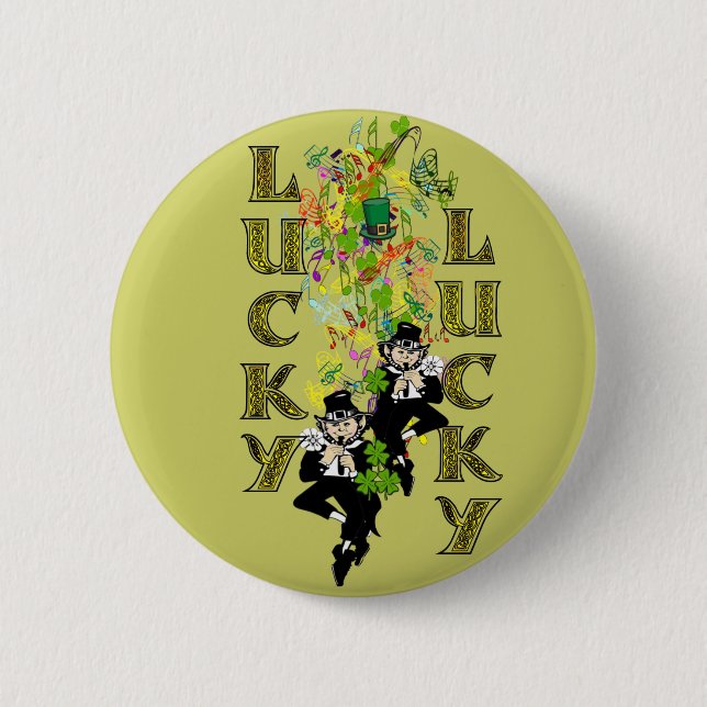 Lucky Leprechaun 2 Inch Round Button (Front)