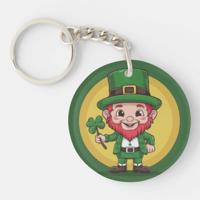 Lucky Leprechaun and Clover Keychain (Front)