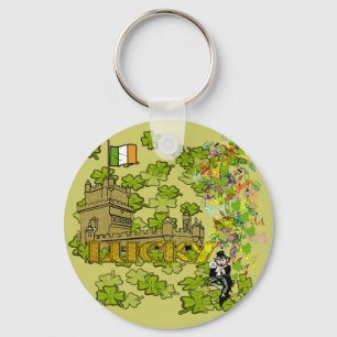 Lucky Leprechaun and His Irish Castle Keychain