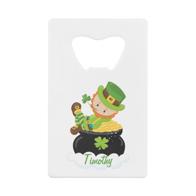 Lucky Leprechaun Credit Card Bottle Opener (Front)