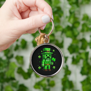 Lucky Leprechaun Funny St Patrick's Day Video Game Keychain