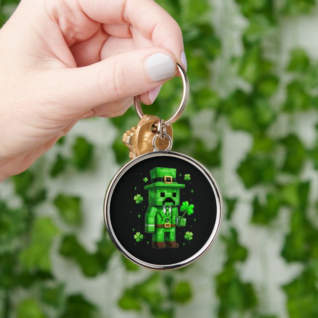 Lucky Leprechaun Funny St Patrick's Day Video Game Keychain (Hand)