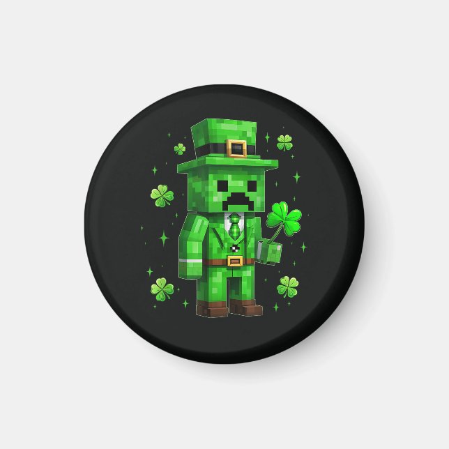 Lucky Leprechaun Funny St Patrick's Day Video Game Magnet (Front)