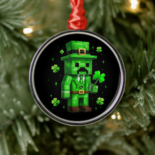 Lucky Leprechaun Funny St Patrick's Day Video Game Metal Ornament