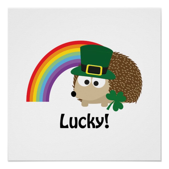 Lucky Leprechaun Hedgehog Poster (Front)