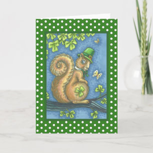 LUCKY LEPRECHAUN IRISH SQUIRREL GREETING CARD Vers