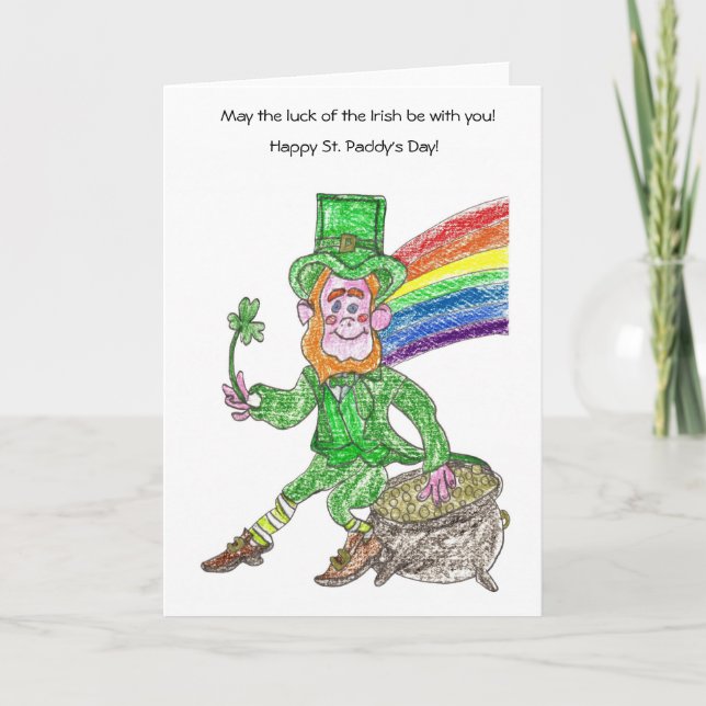 Lucky Leprechaun St. Patrick's Day Card (Front)