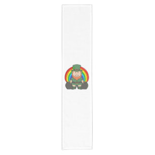 Lucky Leprechaun with Rainbow Pot of Gold Short Table Runner
