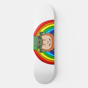 Lucky Leprechaun with Rainbow Pot of Gold Skateboard
